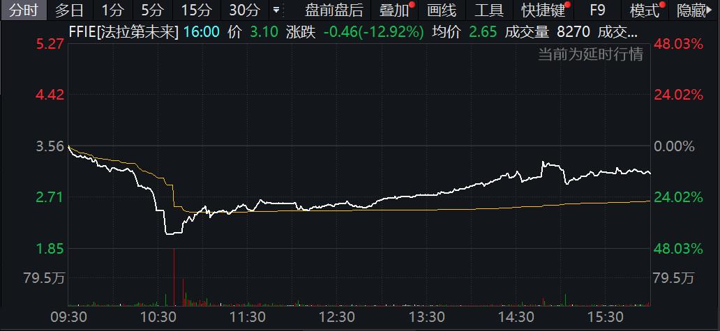 法拉第未来盘中异动 股价大跌5.71%